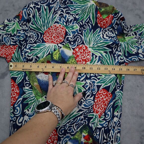 A laya Shirt Womens S Multicolor Floral Button Up Short Sleeve Collared Top - Picture 6 of 16